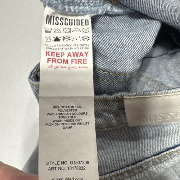 Missguided Womens Jeans Sz 2L High Rise Straight Leg Light Wash Blue Denim Pants - Picture 6 of 15